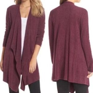 *BAREFOOT DREAMS* CozyChic Lite Burgundy Island Wrap Cardigan Sweater Size XS